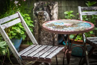 Terrasse en bois nettoyee pour retirer la mousse apres l'hiver
