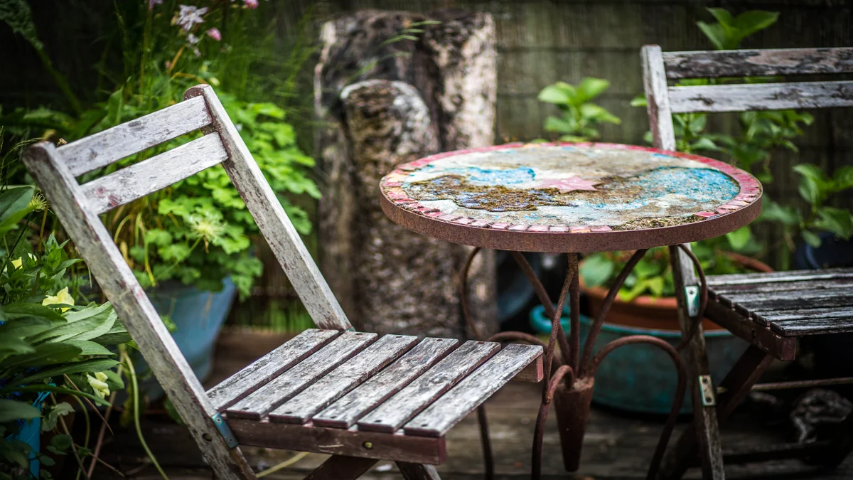 Terrasse en bois nettoyee pour retirer la mousse apres l'hiver